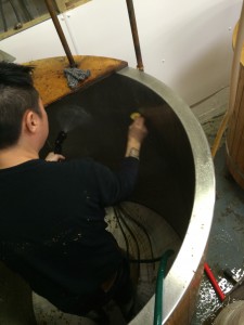 Cleaning out the mash tun